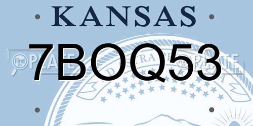 7BOQ53 Kansas License Plate