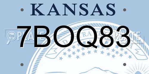 7BOQ83 Kansas License Plate