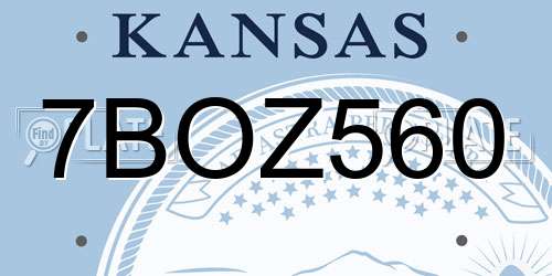 7BOZ560 Kansas License Plate