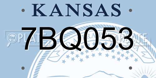 7BQ053 Kansas License Plate