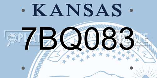 7BQ083 Kansas License Plate