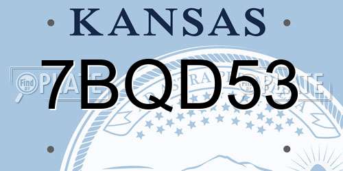7BQD53 Kansas License Plate