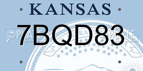 7BQD83 Kansas License Plate