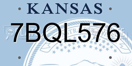 7BQL576 Kansas License Plate