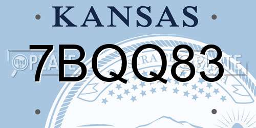 7BQQ83 Kansas License Plate