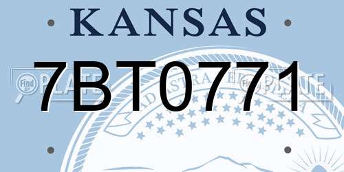 7BT0771 Kansas License Plate