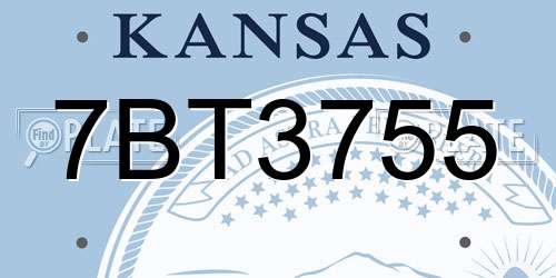 7BT3755 Kansas License Plate