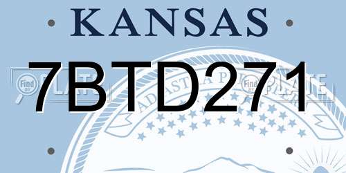 7BTD271 Kansas License Plate