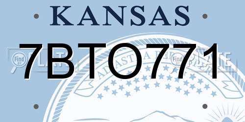 7BTO771 Kansas License Plate
