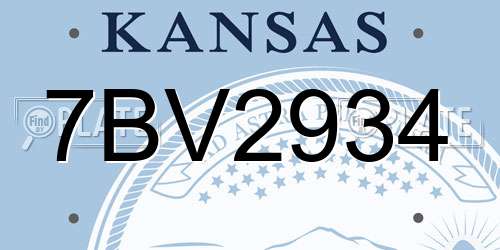 7BV2934 Kansas License Plate