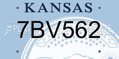 7BV562 Kansas License Plate