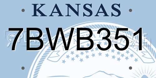 7BWB351 Kansas License Plate
