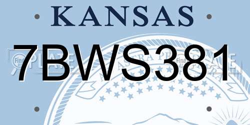 7BWS381 Kansas License Plate
