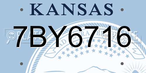 7BY6716 Kansas License Plate