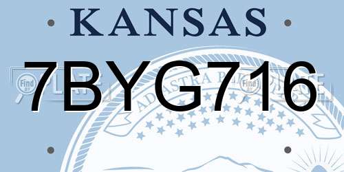 7BYG716 Kansas License Plate