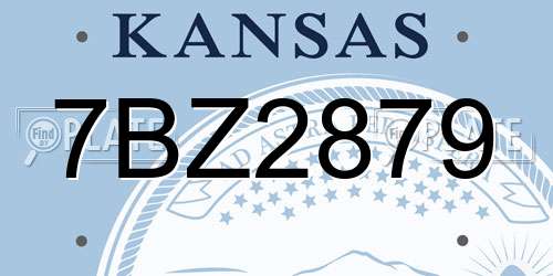 7BZ2879 Kansas License Plate