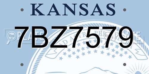 7BZ7579 Kansas License Plate