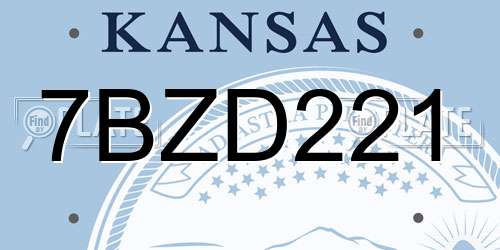 7BZD221 Kansas License Plate