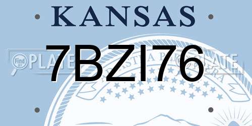 7BZI76 Kansas License Plate