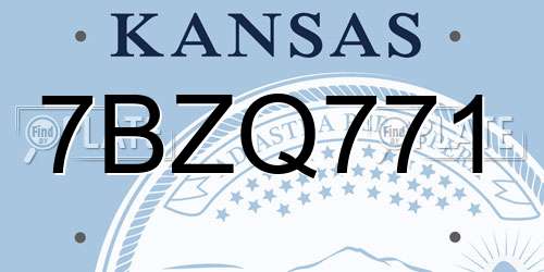 7BZQ771 Kansas License Plate