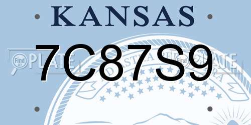 7C87S9 Kansas License Plate