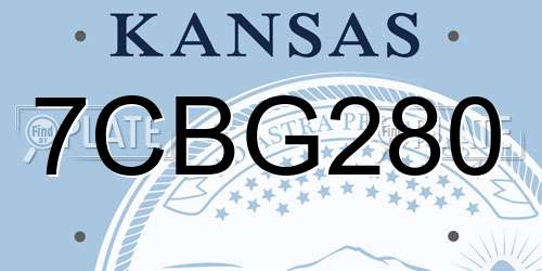 7CBG280 Kansas License Plate