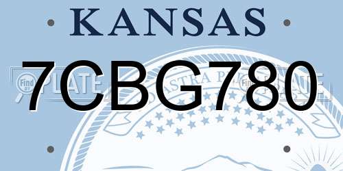 7CBG780 Kansas License Plate