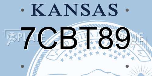 7CBT89 Kansas License Plate