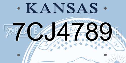 7CJ4789 Kansas License Plate
