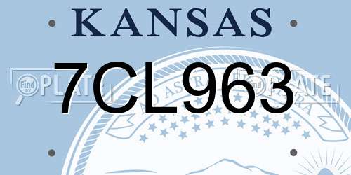 7CL963 Kansas License Plate