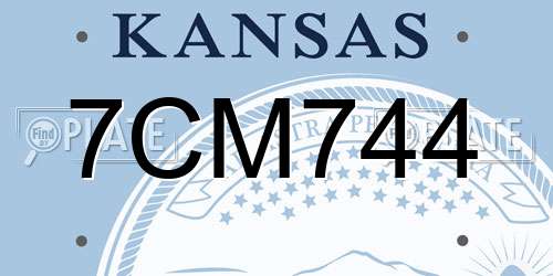 7CM744 Kansas License Plate