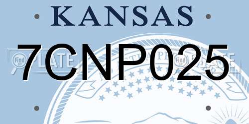 7CNP025 Kansas License Plate