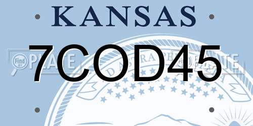 7COD45 Kansas License Plate