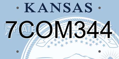 7COM344 Kansas License Plate