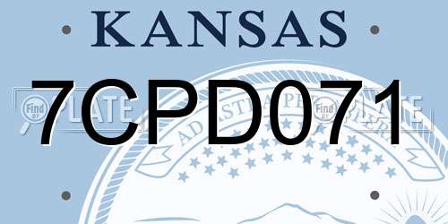 7CPD071 Kansas License Plate