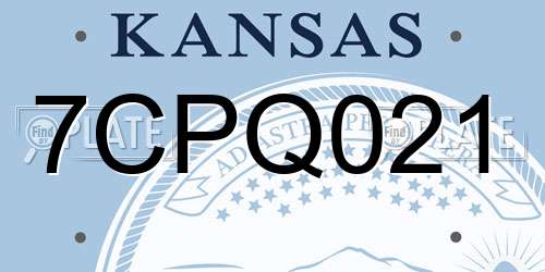 7CPQ021 Kansas License Plate