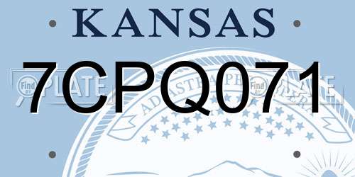 7CPQ071 Kansas License Plate