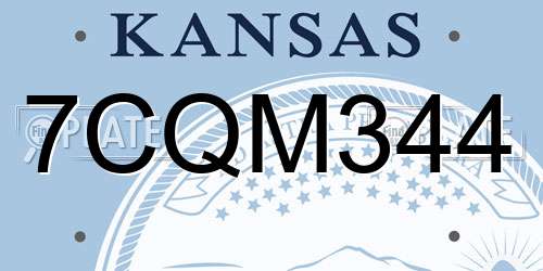 7CQM344 Kansas License Plate