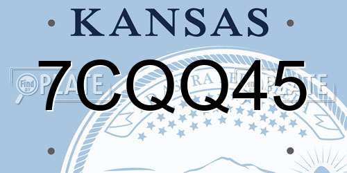7CQQ45 Kansas License Plate