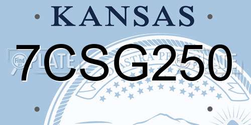 7CSG250 Kansas License Plate