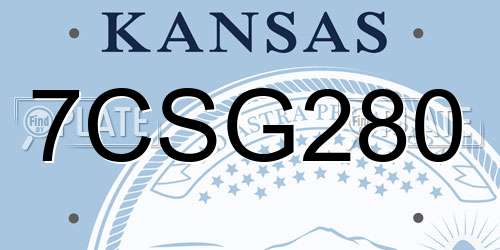 7CSG280 Kansas License Plate