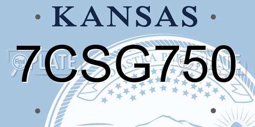 7CSG750 Kansas License Plate