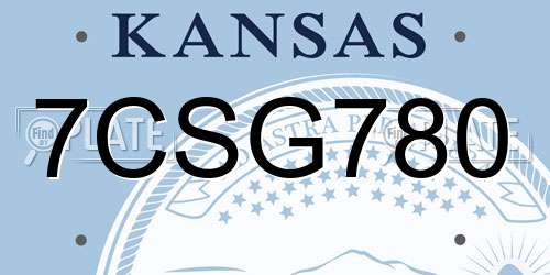 7CSG780 Kansas License Plate