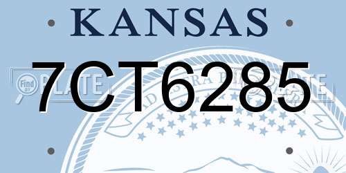 7CT6285 Kansas License Plate