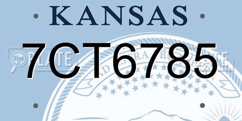 7CT6785 Kansas License Plate