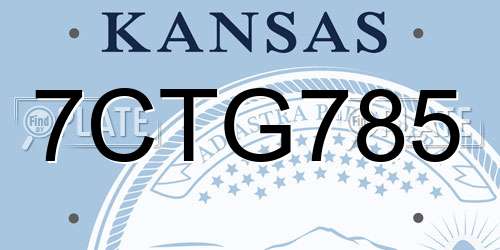 7CTG785 Kansas License Plate