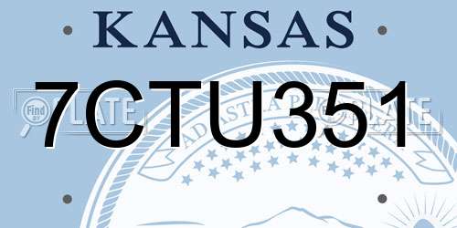7CTU351 Kansas License Plate