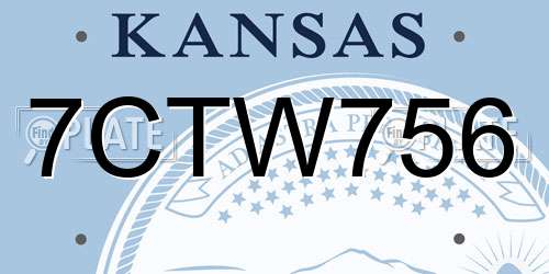 7CTW756 Kansas License Plate