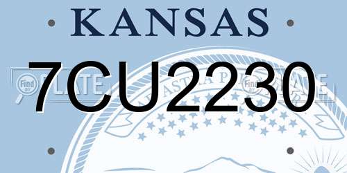 7CU2230 Kansas License Plate