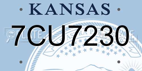 7CU7230 Kansas License Plate